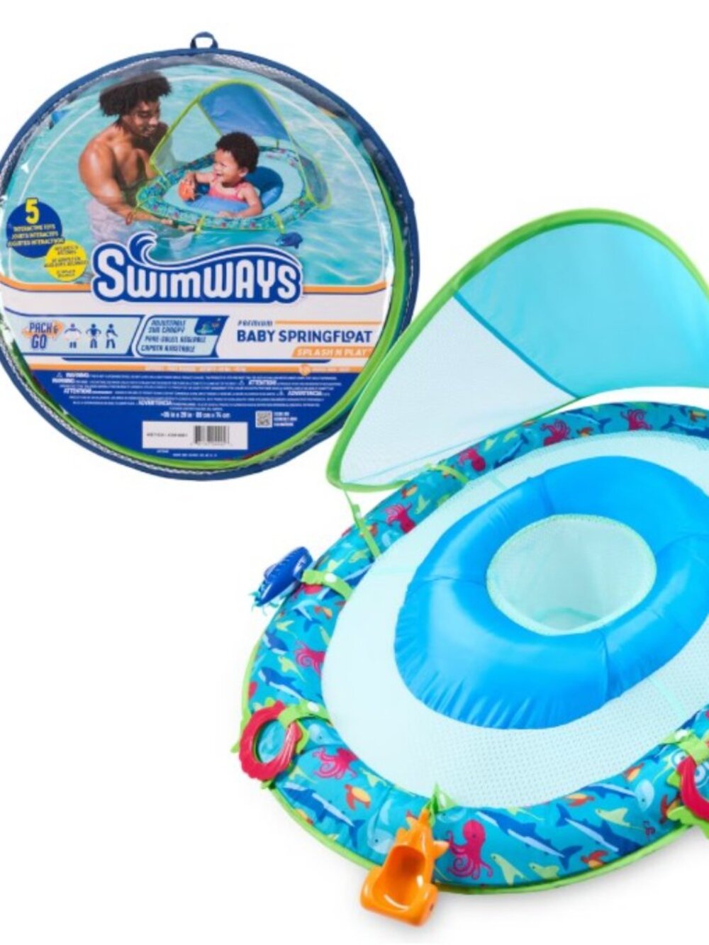 Swimways Sun Canopy Splash N Play Pool Float Lounger